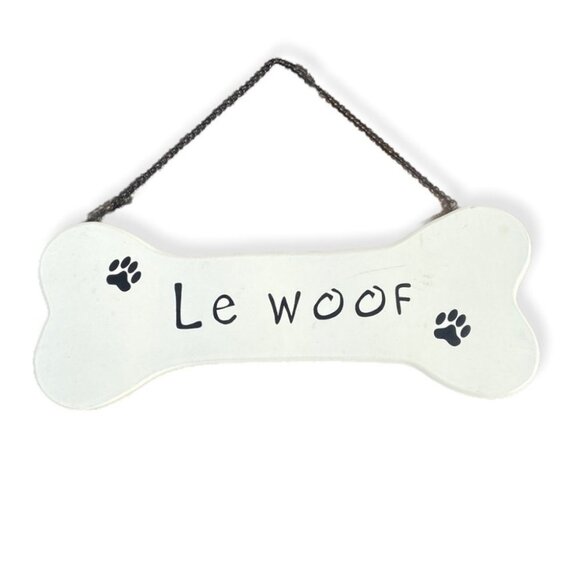 Set of Three Funny Dog Signs Wooden Le Woof Photo Romantic Walks To Fridge Puppy - Picture 4 of 10